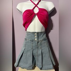 Target wild fable hot pink terrycloth crossover tie cover up top size small nwt